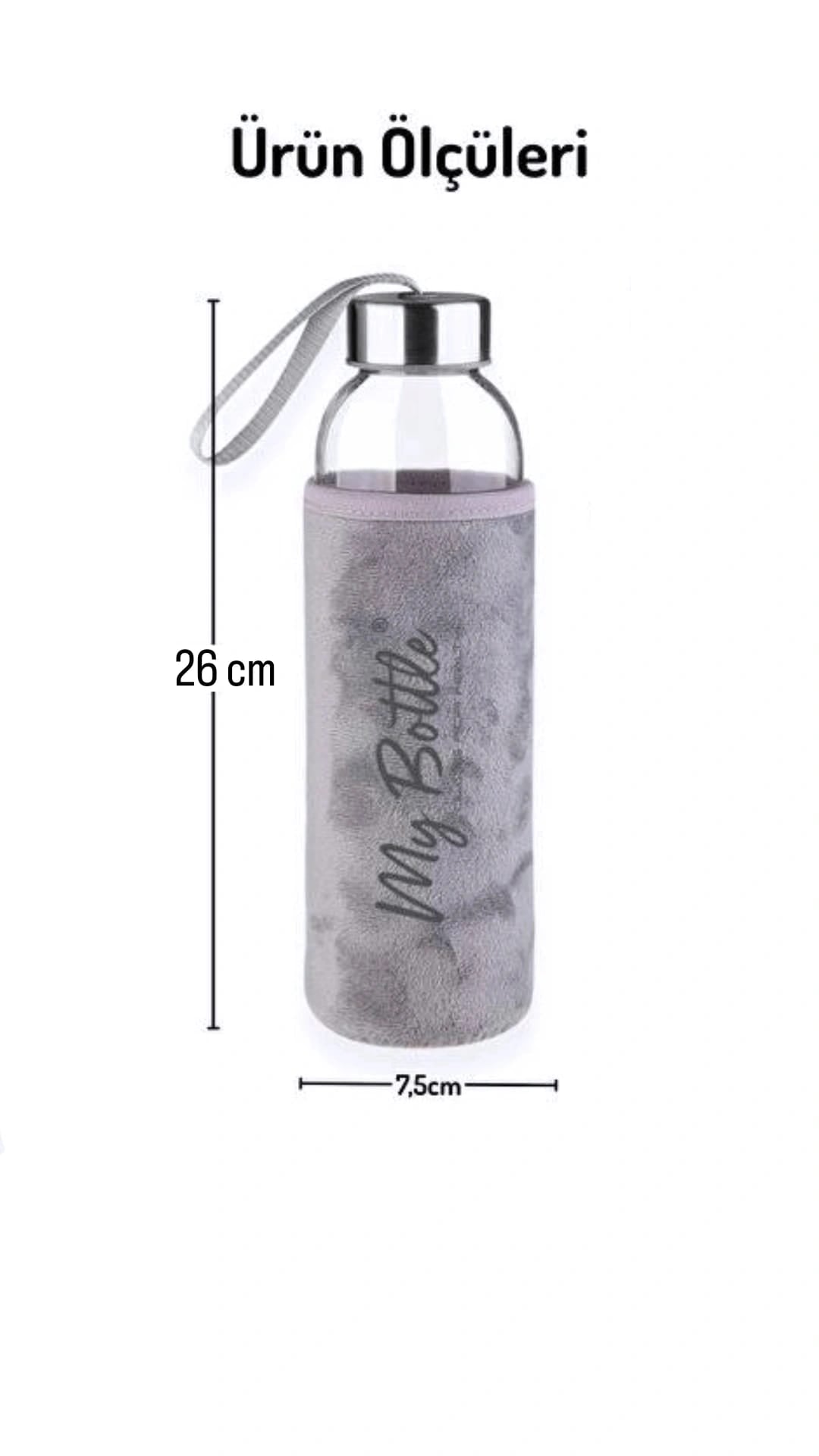 My Bottle Peluş Kılıflı Cam Matara 750 ml