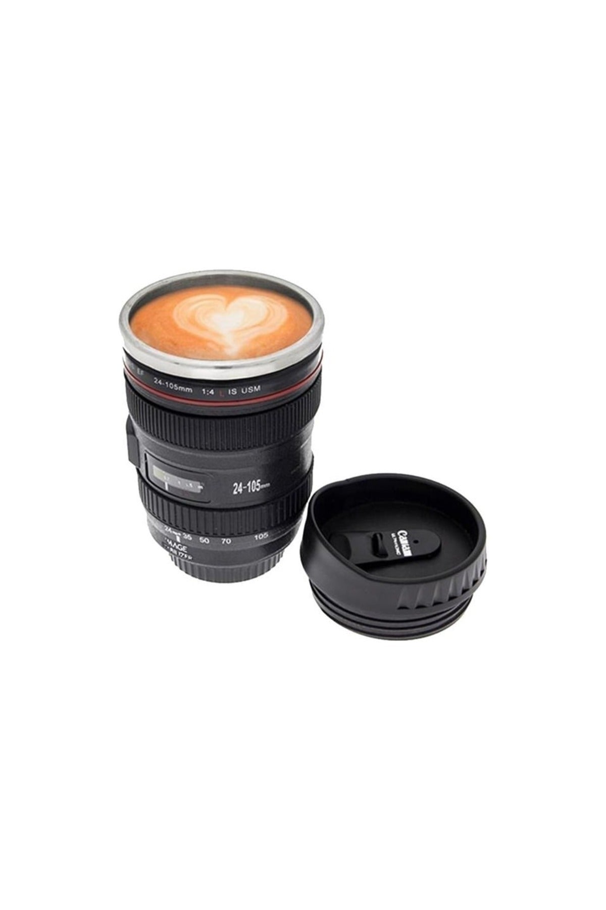Objektif Görünümlü Lens Çelik Kupa Kahve + Çay Termosu