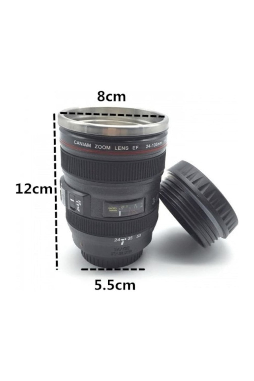 Objektif Görünümlü Lens Çelik Kupa Kahve + Çay Termosu