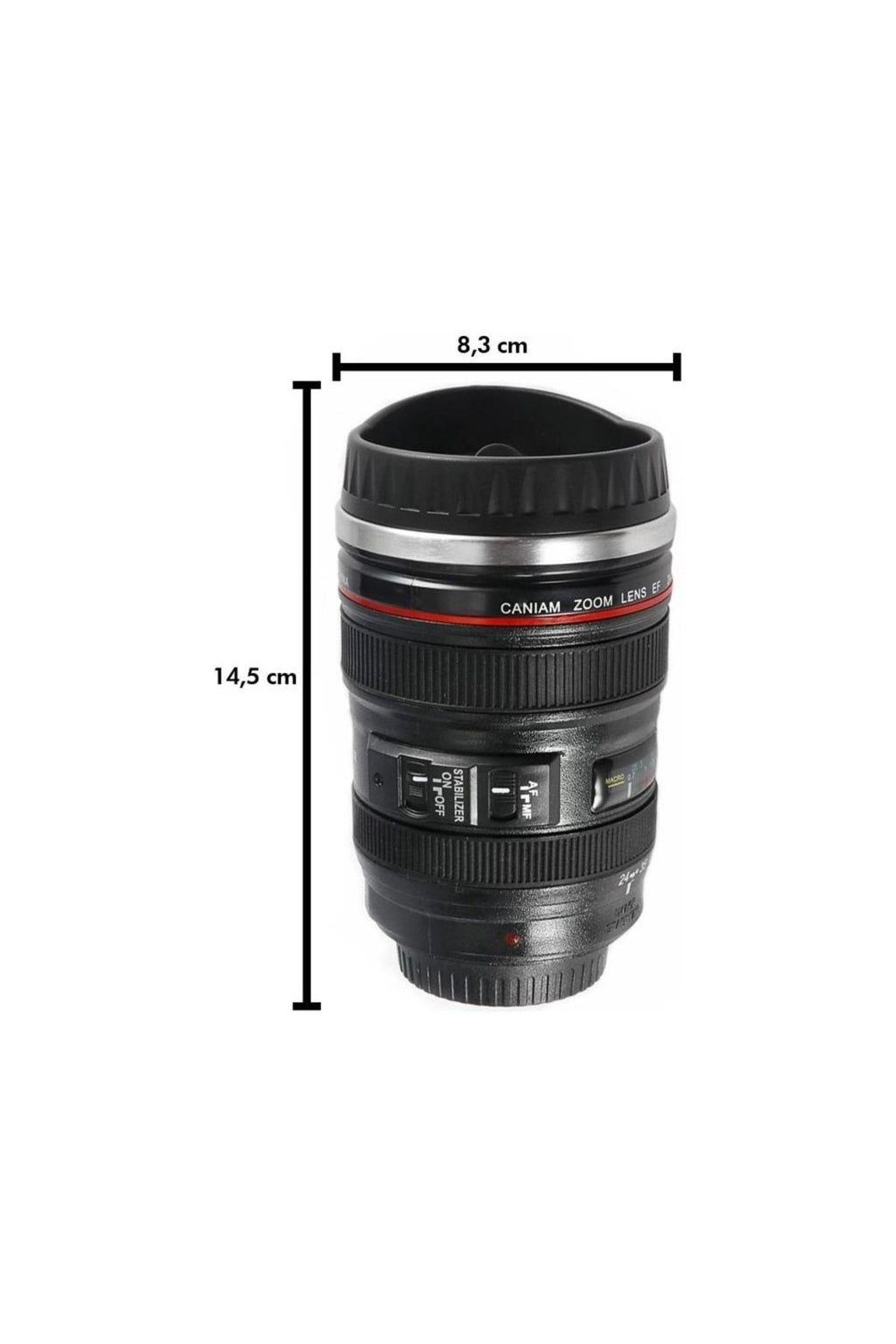 Objektif Görünümlü Lens Çelik Kupa Kahve + Çay Termosu