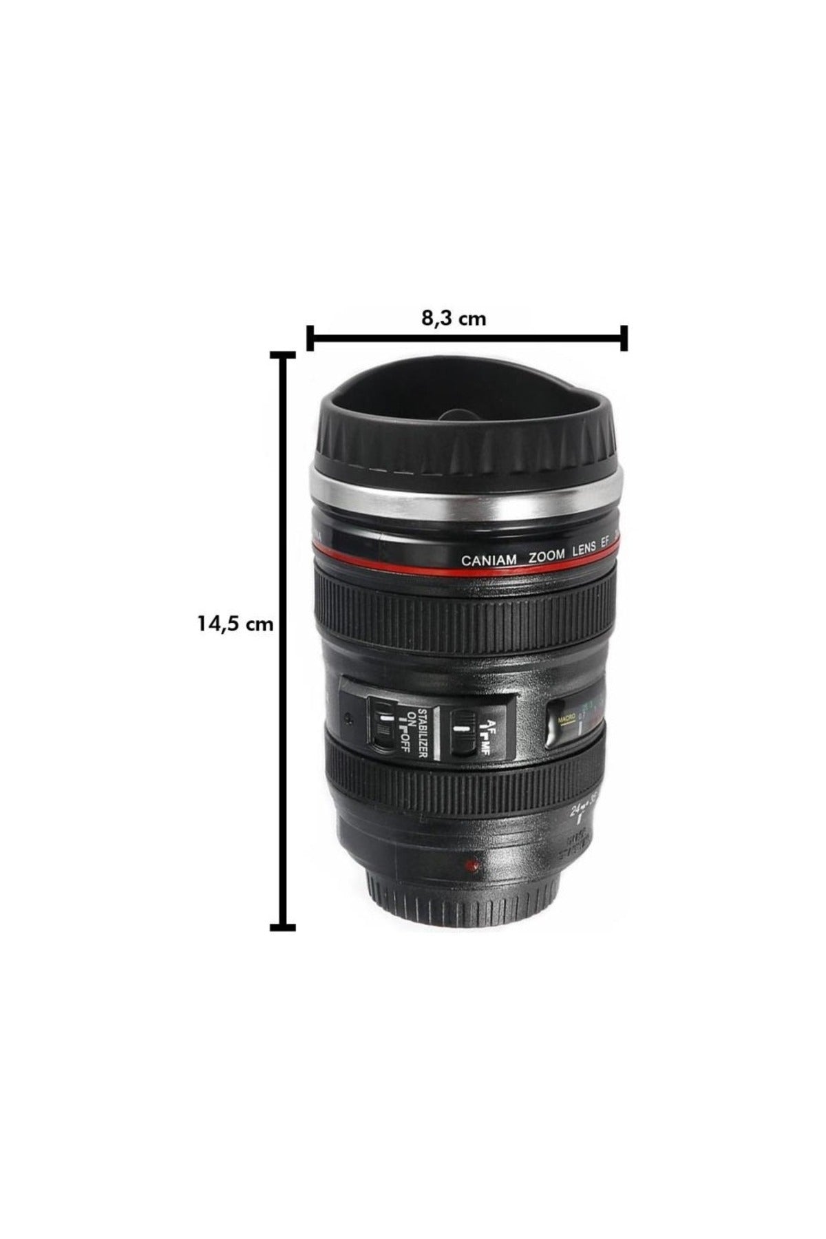 Objektif Görünümlü Lens Çelik Kupa Kahve + Çay Termosu