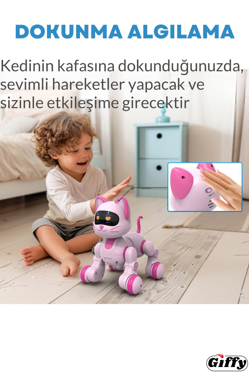 Oyuncak Full Fonksiyon Uzaktan Kumandalı El Sensörlü Şarjlı Işıklı Müzikli Dansçı Robot Kedi