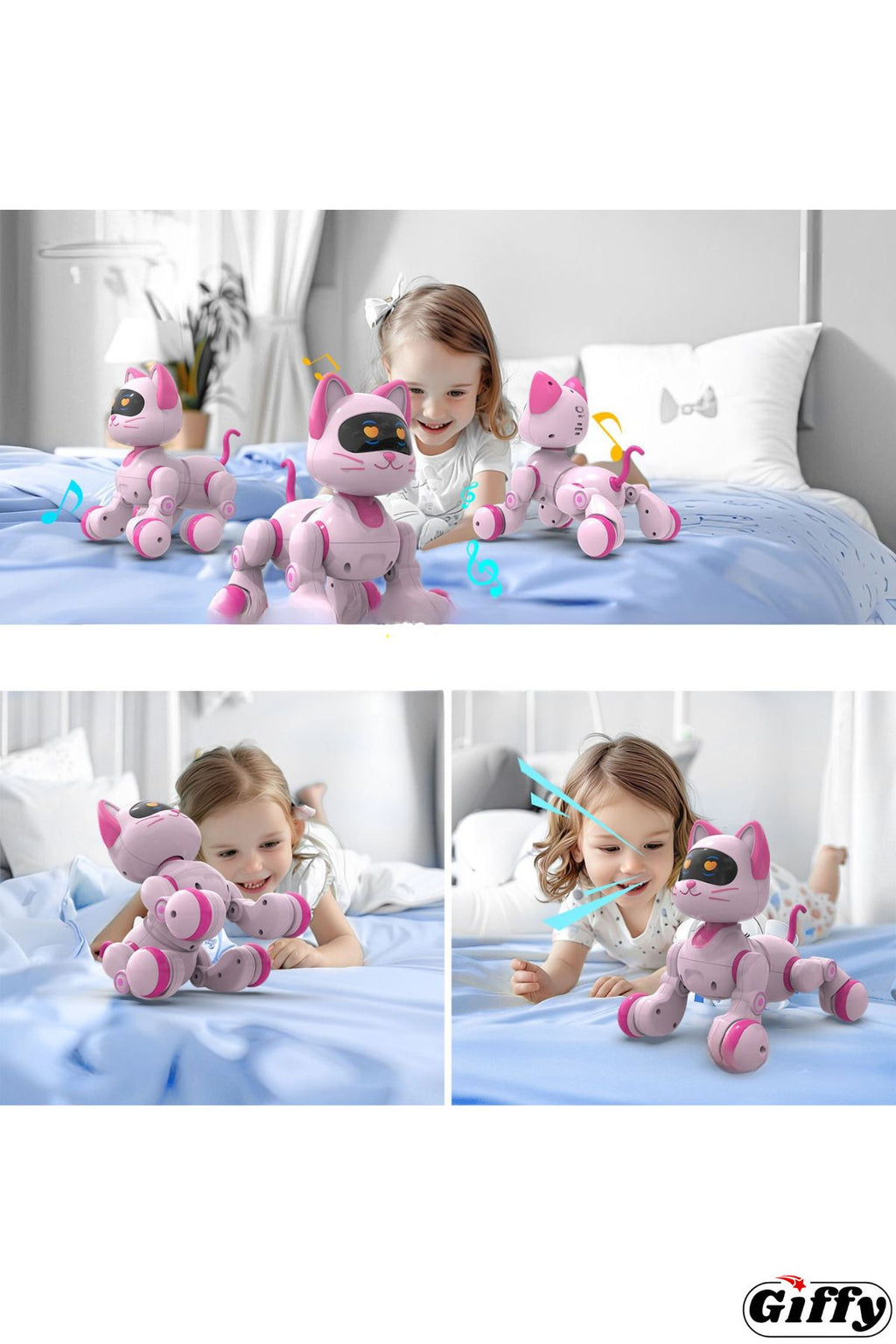 Oyuncak Full Fonksiyon Uzaktan Kumandalı El Sensörlü Şarjlı Işıklı Müzikli Dansçı Robot Kedi
