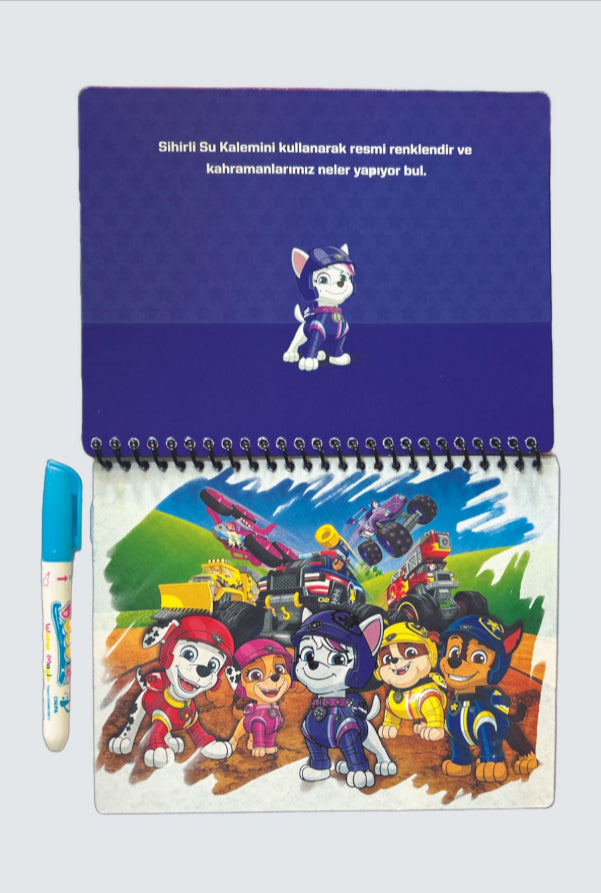 Paw Patrol Orijinal Lisanslı Nickelodeon Özel Sulu Kalem ile Sihirli Boyama Kitabı Water Magic