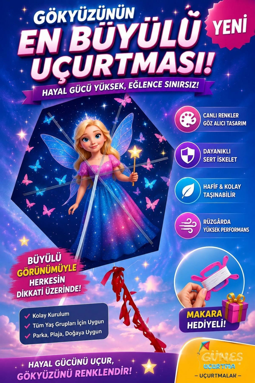 Peri Kızı Uçurtma 50 Mt İpli