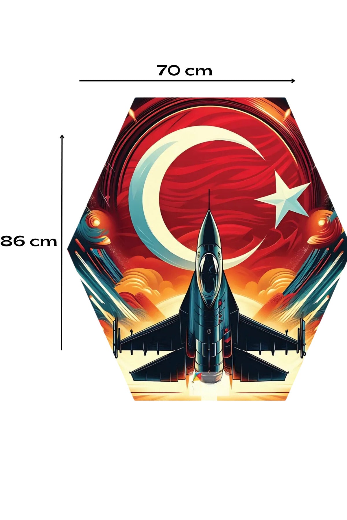 Türk Bayrağı & F16 Desenli Kolay Kurulum Altıgen Çıtalı Uçurtma