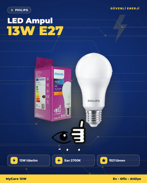 Philips MyCare LED Ampul 13W (100W) E27 2700K Sarı Işık 1521 Lümen