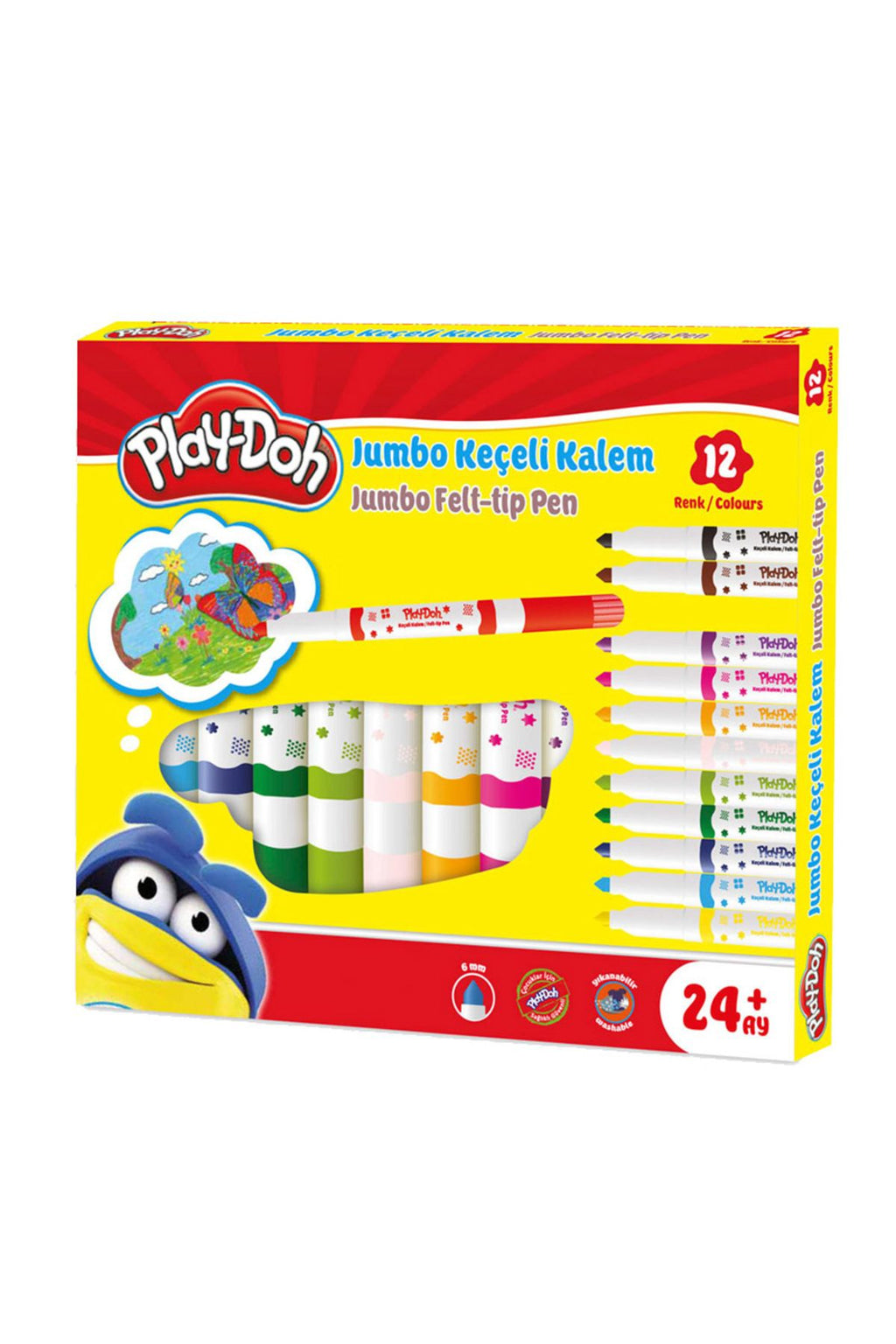 Play-doh 12 Renk Jumbo Keçeli Kalem 6 Mm Ke020