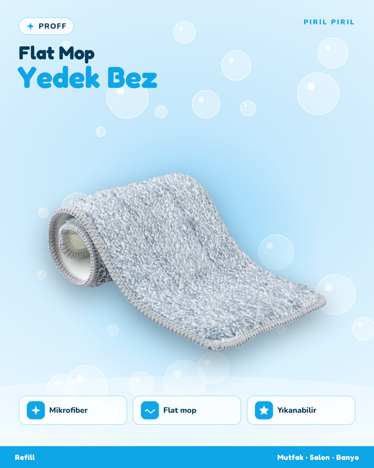 Proff Flat Mop Yedek Tablet Mop Refill Mikrofiber