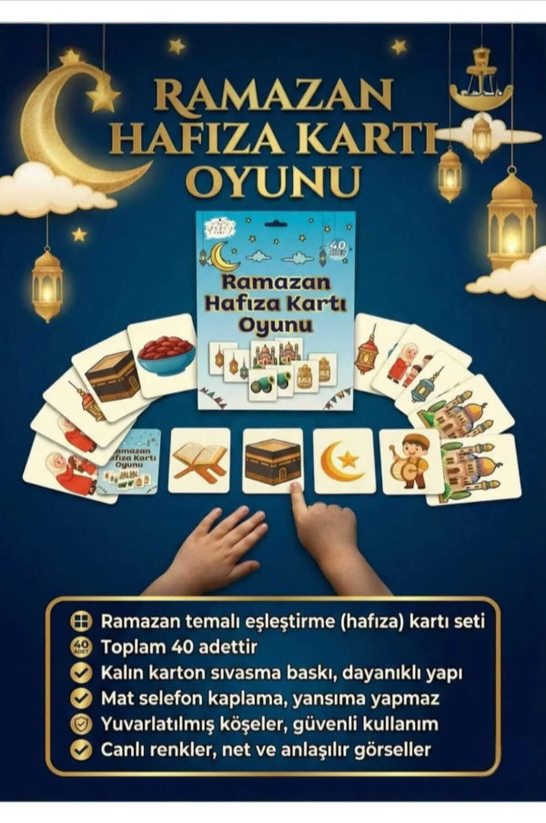 Ramazan Hafıza Kartı Oyunu – Çocuklar İçin Eğitici Eşleştirme Oyunu, 40 Adet Kart