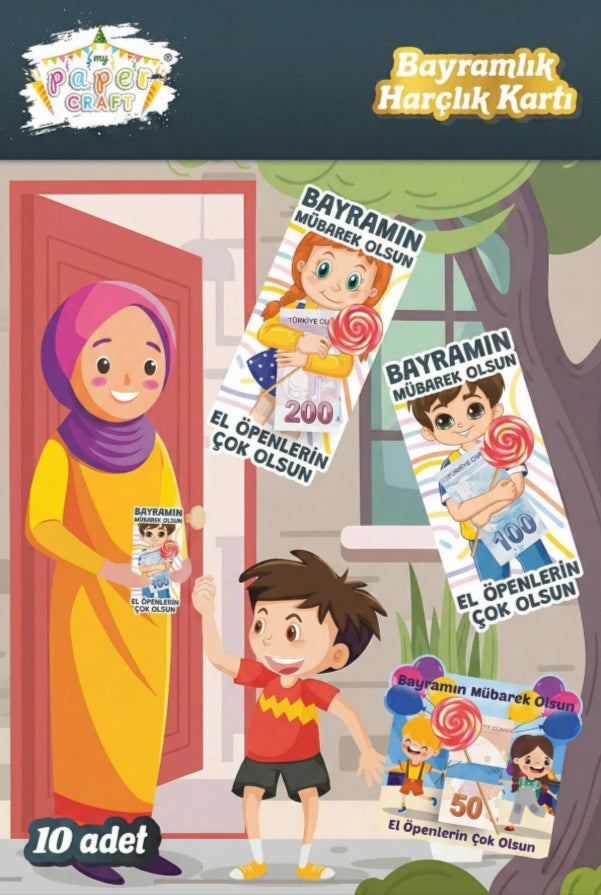 Adet Bayram Bayram Harclik Kartı 10  Hediyesi Tebrik kartı