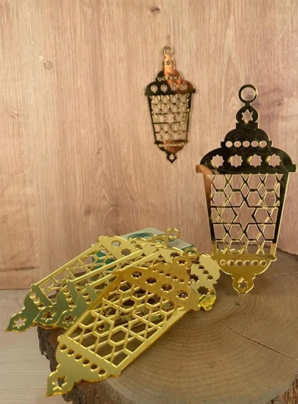 Ramazan Özel Dekoratif Altın Pleksi Duvar Süsü 6'lı Set