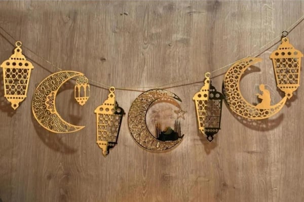 Ramazan Özel Dekoratif Altın Pleksi Duvar Süsü 6'lı Set