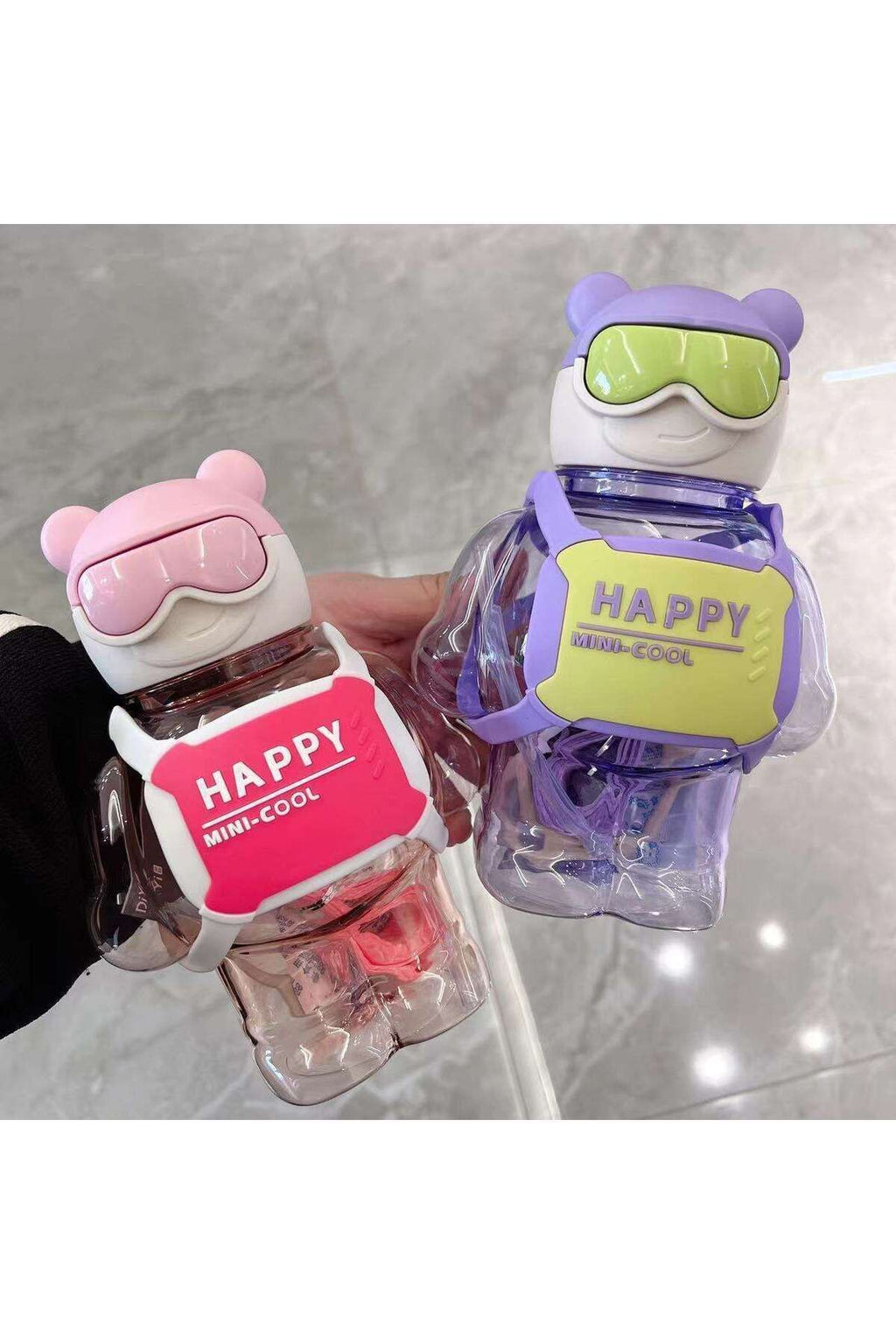 Robottle Pembe Figürlü Suluk Robot Matara Polikarbon Su Matarası 800ml Okul Suluğu