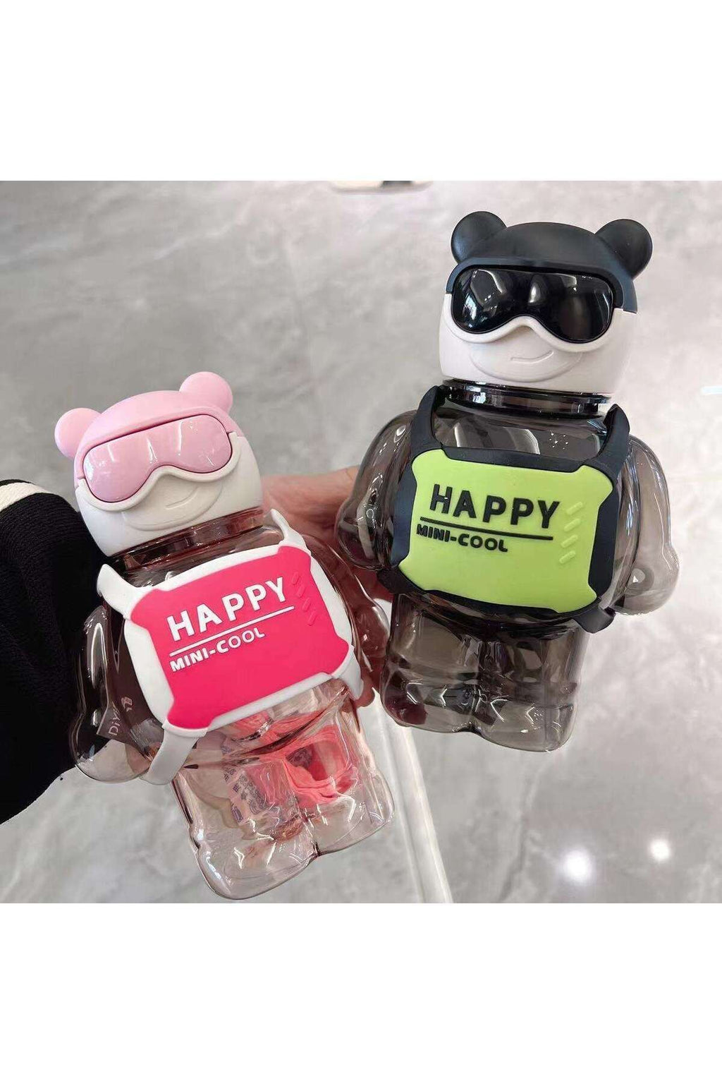 Robottle Pembe Figürlü Suluk Robot Matara Polikarbon Su Matarası 800ml Okul Suluğu