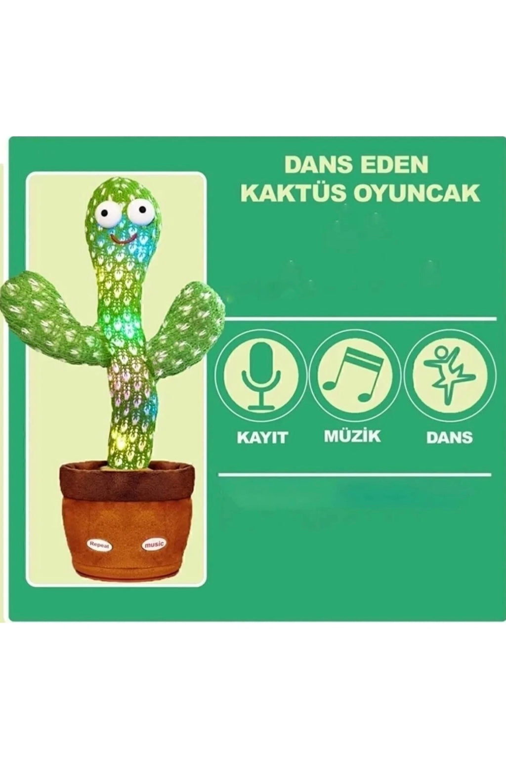 Şarjlı Dans Eden Konuşan Kaktüs Oyuncak, Ses Tekrar Eden, Şarkılı Eğitici Ve Eğlenceli