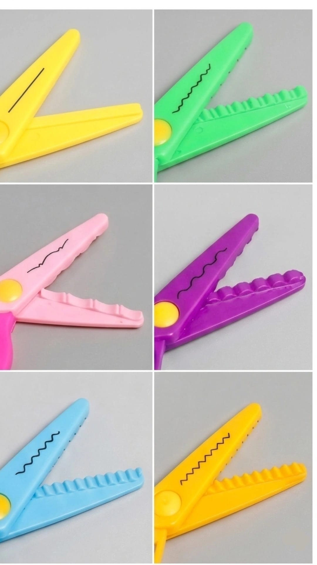 Şekilli Makas Plastik 6 Uçlu Değişebilen Desenli Tırtıklı Makas