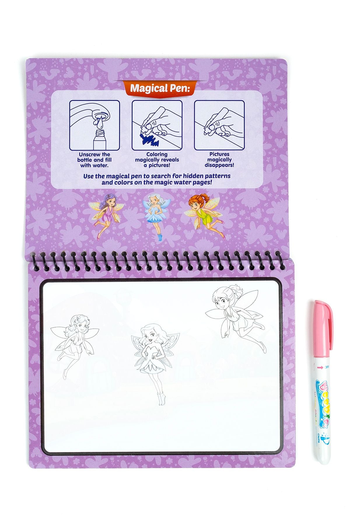 Sihirli Boyama Kitabı Water Magic Book Özel Sulu Kalem ile Fairy Periler