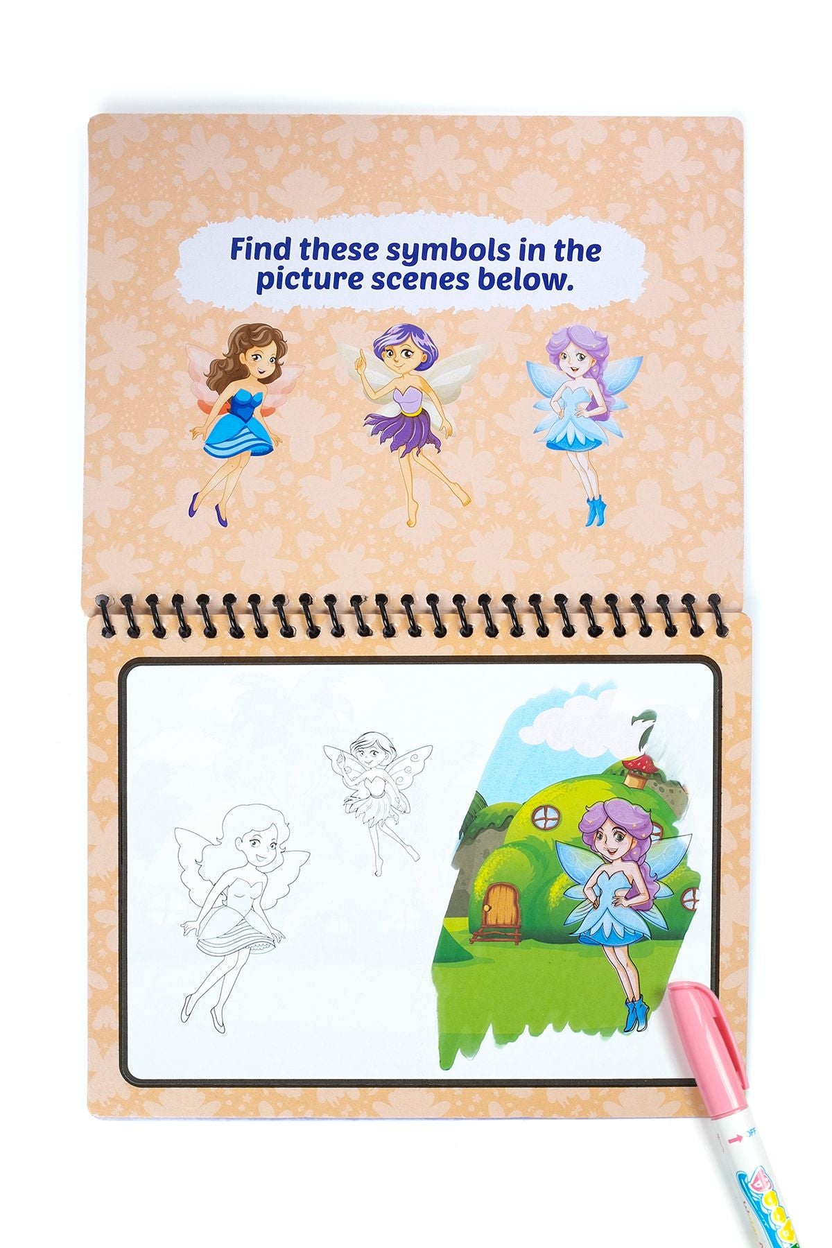 Sihirli Boyama Kitabı Water Magic Book Özel Sulu Kalem ile Fairy Periler