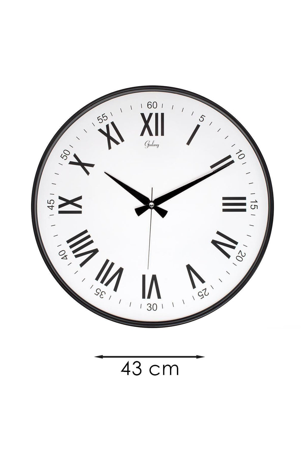 SİYAH ROMA RAKAMLI BEYAZ ZEMİNLİ DUVAR SAATİ 43 CM