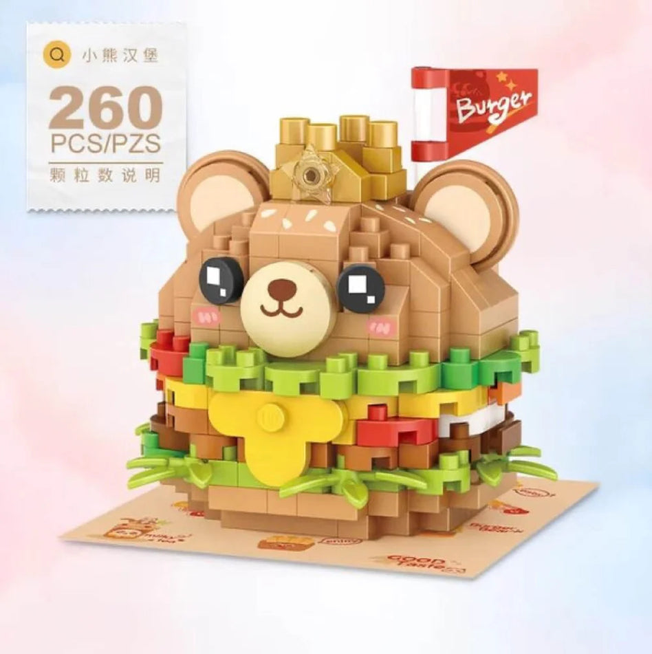 Tatlım Doktrini Serisi: Ayı Burger | 260 Parça Mikro Bloklar | 14+ Yaş | Yemek Maketi