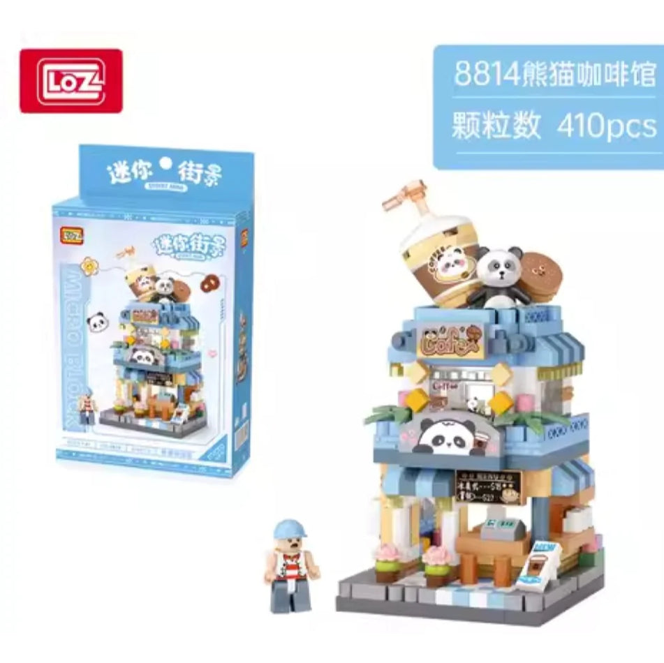 Sokak Mini Serisi: Panda Kahve Dükkanı | 410 Parça Mikro Bloklar | 14+ Yaş | Dükkan Maketi