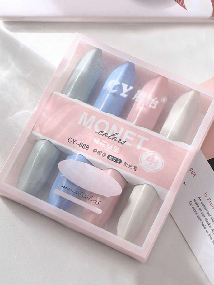 Monet Kawaii 4'lü Pastel Renk Fosforlu Kalem Seti Yumuşak Renkler
