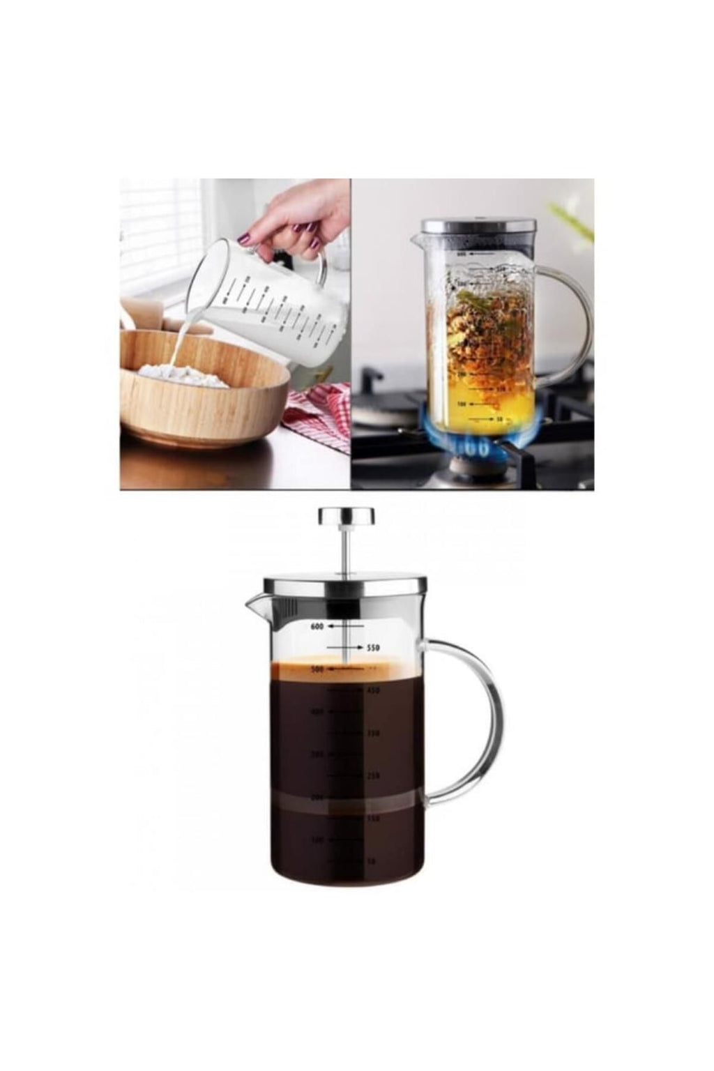 T.Concept 3’ü 1 Arada French Press Demlik Ölçü Kabı 700 ml