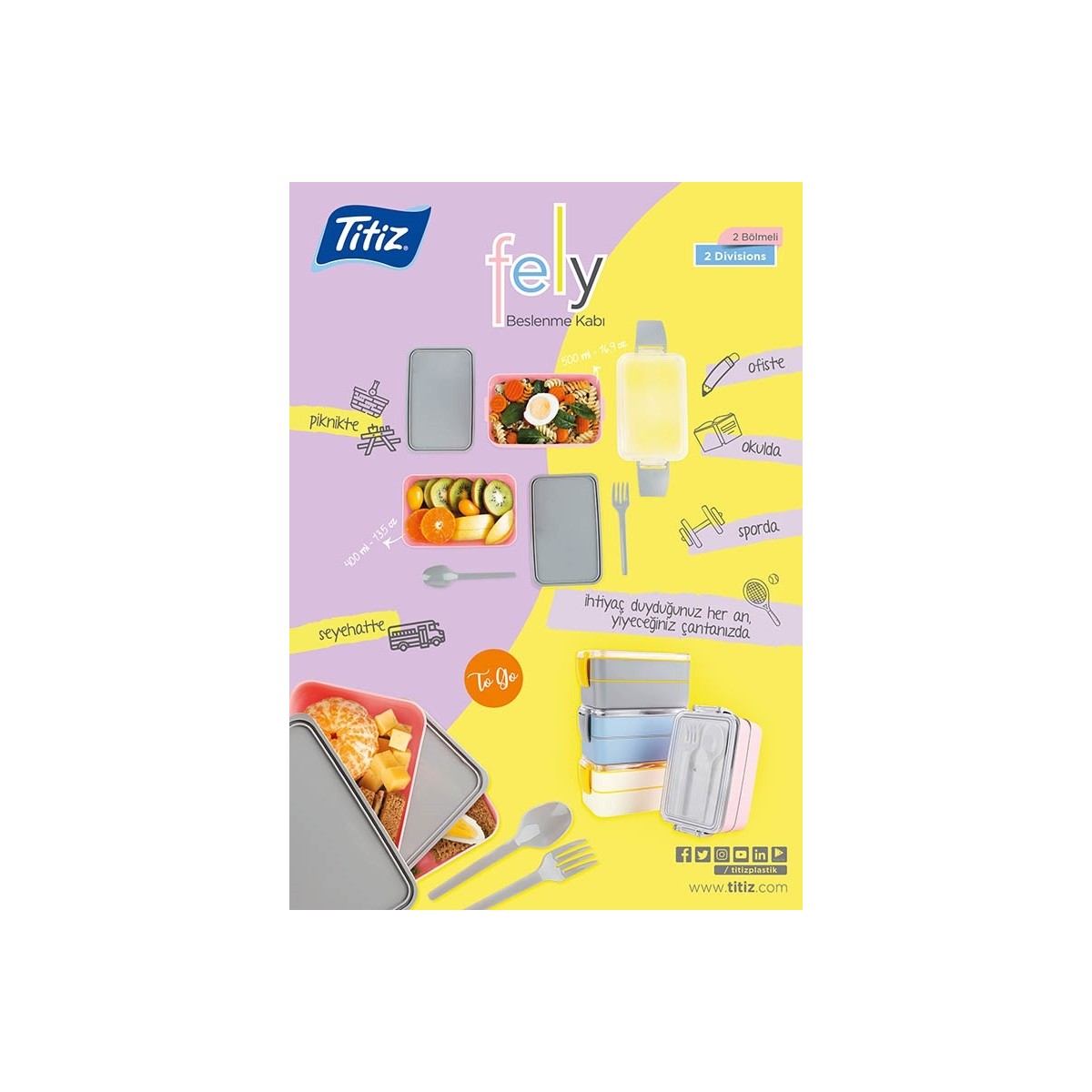 Titiz AP-9477 Fely Iki Bölmeli Beslenme Kabı Seti