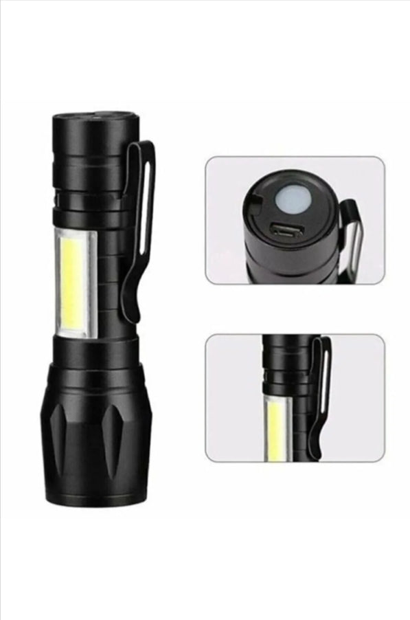 Ultra Güçlü 2500 Lumen 5w Cob Led Usb Şarjlı El Feneri Avcılık,kamp Feneri Deprem Çantalık Fener