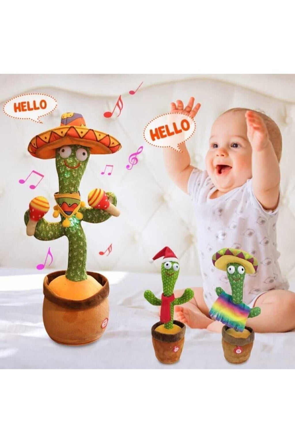 Vilya Şarjlı Baby Konuşan Dans Eden Şarkı Söyleyen Ses Tekrar Eden Kaktüs Müzikli Led Işıklı Peluş